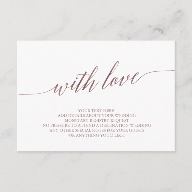 Carte D'accompagnement Elégant Rose Gold avec détails d'amour Insérer une (Devant)