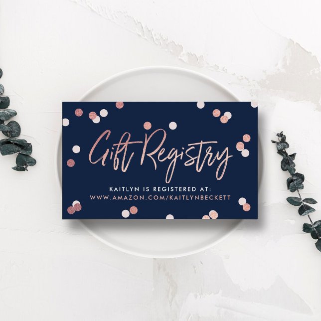 Carte D'accompagnement Élégant Rose Gold Foil Mariage de registre cadeau (Créateur téléchargé)