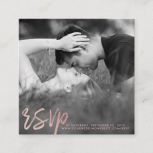 Carte D'accompagnement Élégant Rose Gold Foil Script photo RSVP