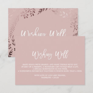 Carte D'accompagnement Elégant Rose or et rose Mariage Wishing well