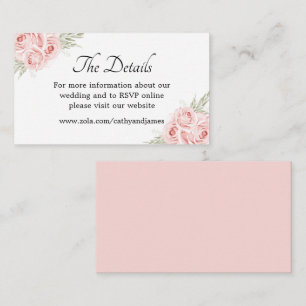 Carte D'accompagnement Élégant rose Rose Floral Détails Mariage