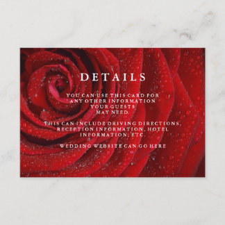 Carte D'accompagnement Élégant Rose rouge Floral Détails Mariage Boîtier