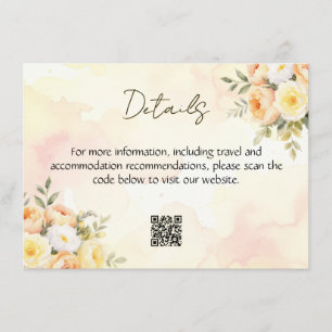 Carte D'accompagnement Élégant Roses Rustiques Code QR Mariage Aquarelle
