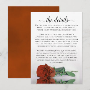 Carte D'accompagnement Elégant rouille Orange Romantique Rose Détails Mar