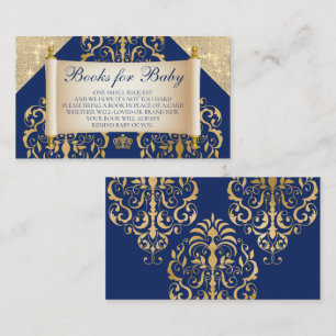 Carte D'accompagnement Elégant Royal Prince Baby shower Livres Pour Bébé