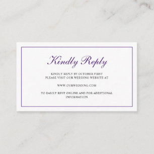 Carte D'accompagnement Élégant RSVP officiel en ligne Mariage violet