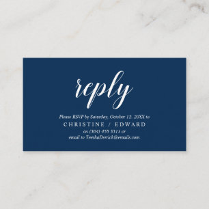 Carte D'accompagnement Élégant Rustique, Navy Blue, RSVP répondez, répond