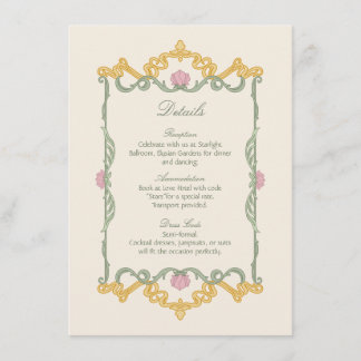 Carte D'accompagnement Elegant Sage Green and Gold Art Nouveau