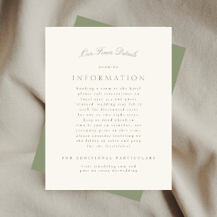 Carte D'accompagnement Élégant Sage Green Cream Script Formel Le Mariage