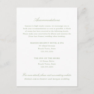 Carte D'accompagnement Élégant Sage Green Deux Hébergements D'Hôtel