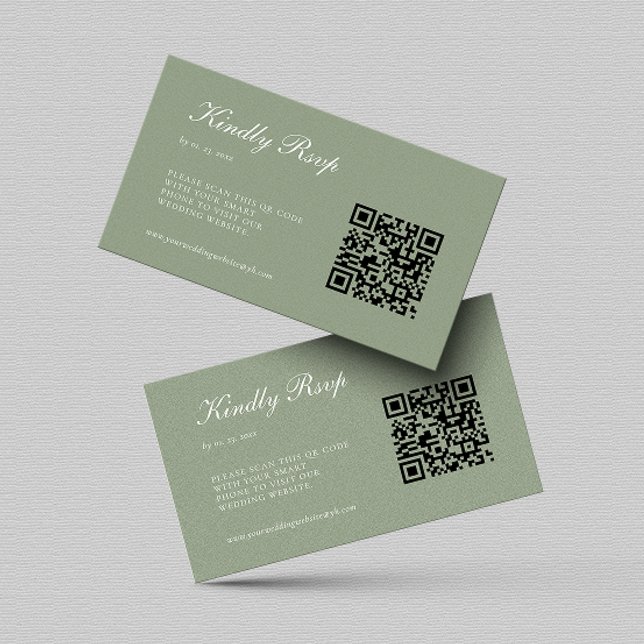 Carte D'accompagnement Elégant Sage Green RSVP QR Code Mariage (Créateur téléchargé)