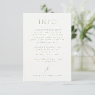 Carte D'accompagnement Élégant Sage Green Script Monogramme Mariage