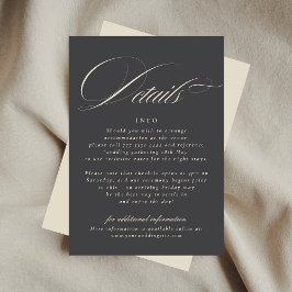 Carte D'accompagnement Élégant Script Beige Charbon Formal Le Mariage