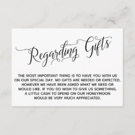 Carte D'accompagnement Élégant script concernant les cadeaux pour le Mari