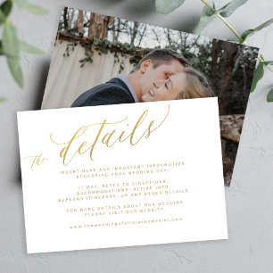 Carte D'accompagnement Élégant script de calligraphie or détails mariage