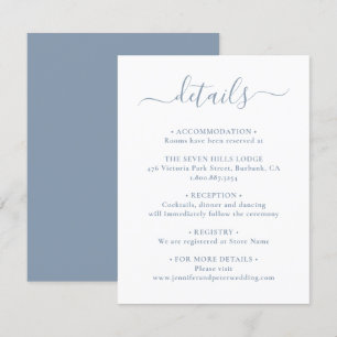 Carte D'accompagnement Élégant Script Dusty Blue Détails du Mariage