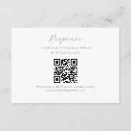 Carte D'accompagnement Élégant Script Dusty Blue Mariage QR Code Rsvp