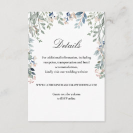 Carte D'accompagnement Élégant Script Floral Cascade Détails du Mariage