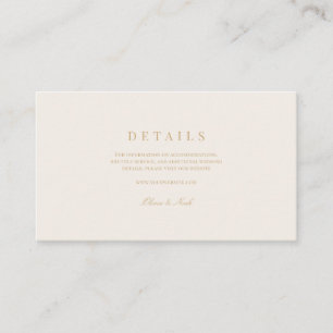 Carte D'accompagnement Élégant Script Gold & Ivory Mariage Détails