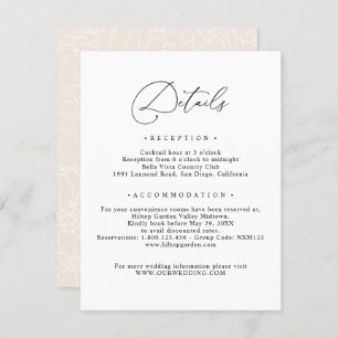 Carte D'accompagnement Elegant Script Guest Information Détails Mariage
