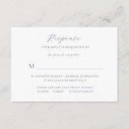 Carte D'accompagnement Élégant Script Minimaliste Dusty Blue Wedding Rsvp