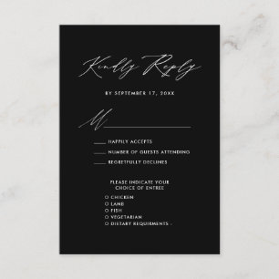 Carte D'accompagnement Élégant Script moderne Noir Simple Mariage RSVP