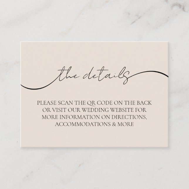 Carte D'accompagnement Élégant script moderne QR Code Détails du Mariage (Devant)