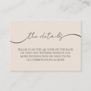 Carte D'accompagnement Élégant script moderne QR Code Détails du Mariage