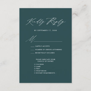 Carte D'accompagnement Élégant Script Moderne Vert Simple Mariage RSVP
