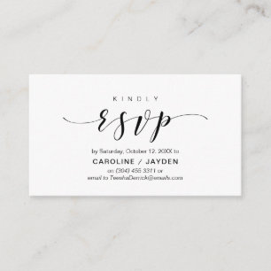 Carte D'accompagnement Élégant, script noir, réponse RSVP