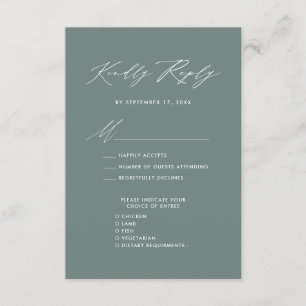 Carte D'accompagnement Élégant Script Sage Vert Mariage minimaliste RSVP