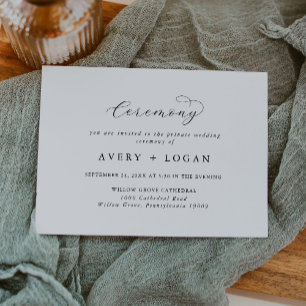 Carte D'accompagnement Élégant Script Simple Cérémonie de Mariage privé