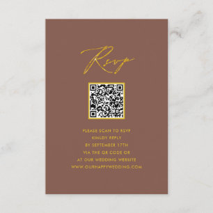 Carte D'accompagnement Élégant Script Terracotta Simple QR Wedding RSVP