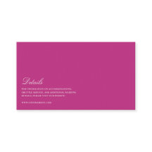 Élégant Script White & Magenta Détails du Mariage
