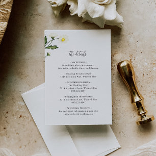 Carte D'accompagnement Élégant simple blanc marguerite Mariage floral
