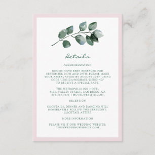 Carte D'accompagnement Elegant Simple Botanique Feuille Détails Mariage