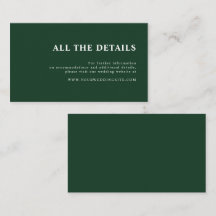 Elegant Simple Forest Green Détails du Mariage de