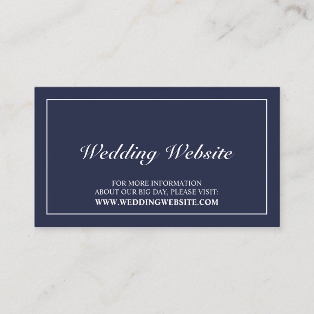 Carte D'accompagnement Elégant site de Mariage bleu marine (Devant)