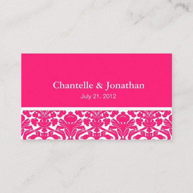 Carte D'accompagnement Élégant site Hot Pink Mariage damassé (Devant)