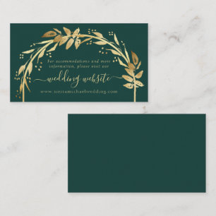 Carte D'accompagnement Élégant site Mariage Emerald Green Gold Arch