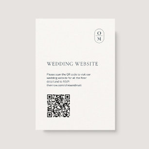Carte D'accompagnement Élégant site Web de mariage QR à monogramme minima