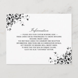 Carte D'accompagnement Elegant Swirls Black & White Mariage Détail