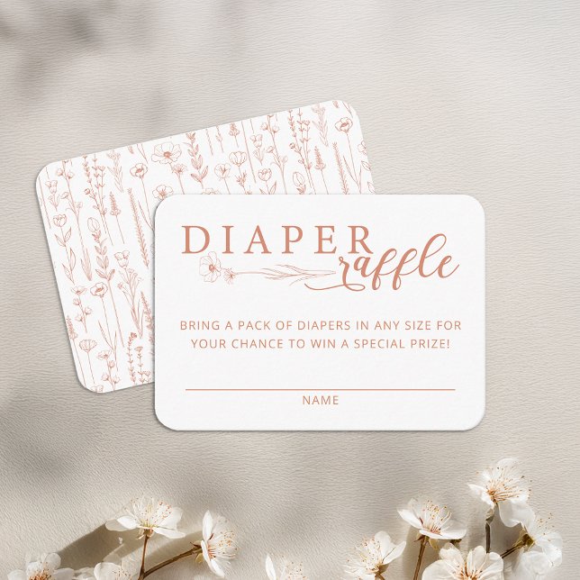 Carte D'accompagnement Elegant Terracotta Baby Shower Diaper Raffle (Terracotta Diaper Raffle Card)