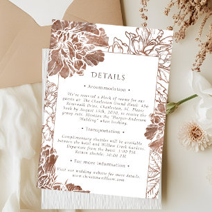 Carte D'accompagnement Élégant Terracotta Floral Détails du Mariage