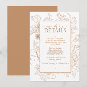 Carte D'accompagnement Élégant Terracotta Floral Line Art Détails Mariage