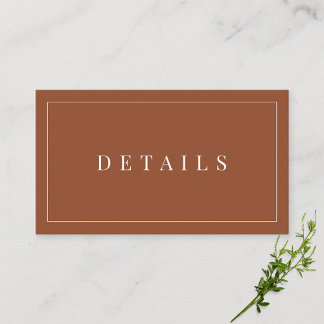 Carte D'accompagnement Élégant Terracotta Simple Forme Détails Mariage