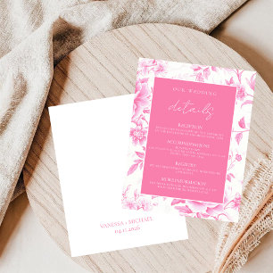 Carte D'accompagnement Elégant Toile Blanche Rose Floral De Jouy