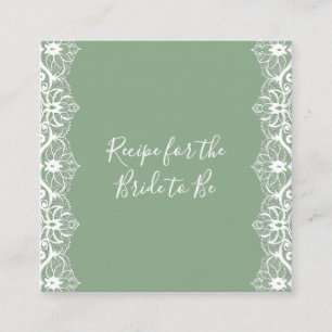 Carte D'accompagnement Élégant Vert Sauge Dentelle Lavage de Noces de Mar