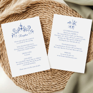 Carte D'accompagnement Elégant Vintage Romance Dusty Blue Floral Mariage