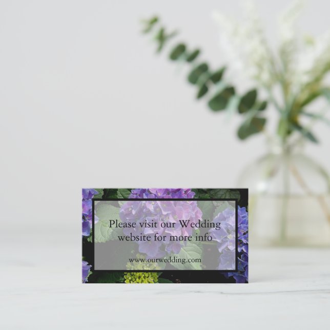 Carte D'accompagnement Elégant violet magenta florales roses hydrangées (Debout devant)